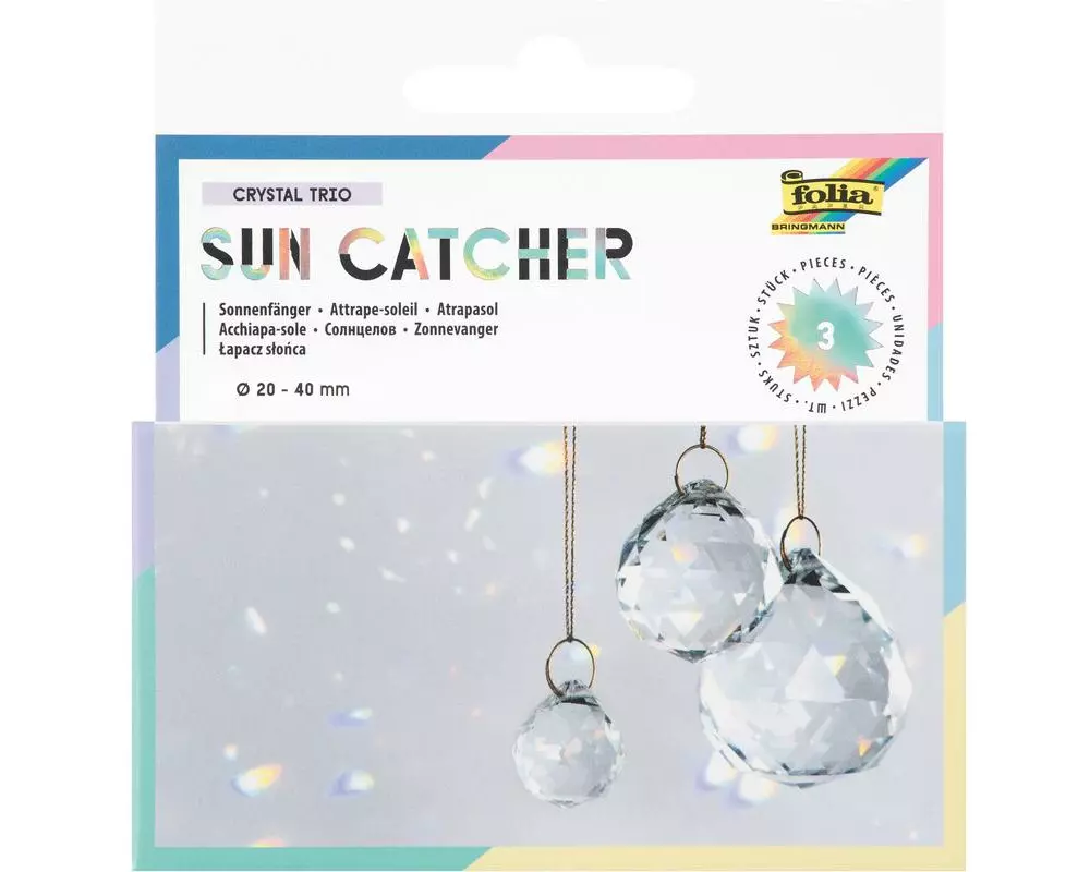 Folia Sun Catcher CRYSTAL TRIO Transparent, Gold Ø 2+3+4 cm