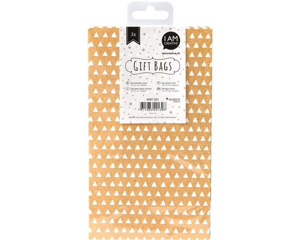 I AM CREATIVE Geschenktüte 4087.223 braun,12x21cm, 3 Stück
