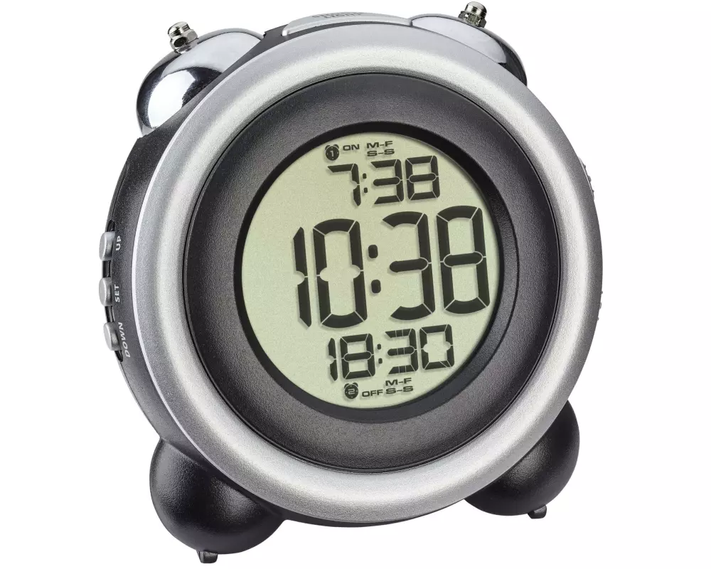 TFA Dostmann Digitalwecker mit Doppelglocke Schwarz/Silber