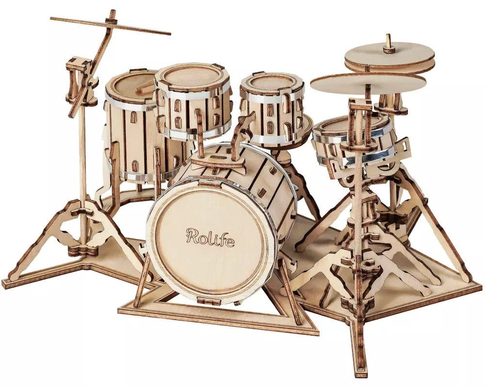 Rolife Bausatz Drum kit Schlagzeug 3D-Holzpuzzle 246 Teile