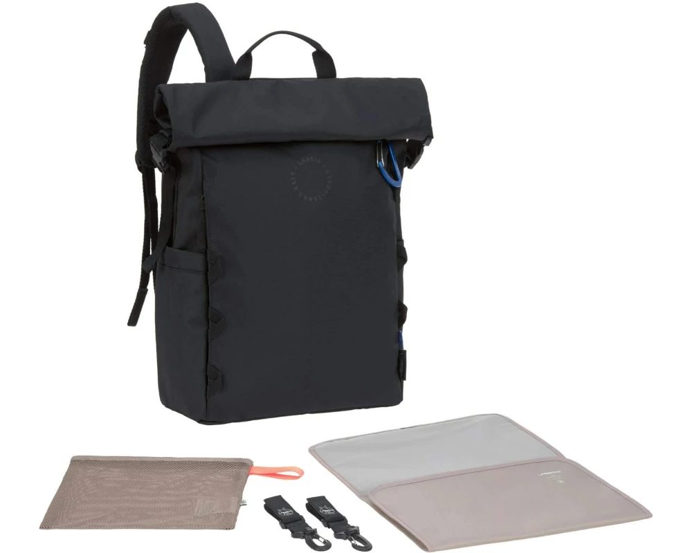 Lässig Wickelrucksack Outdoor Rolltop Black