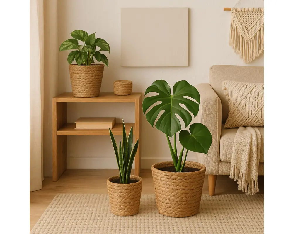 relaxdays Blumentopf 3er Set Beige