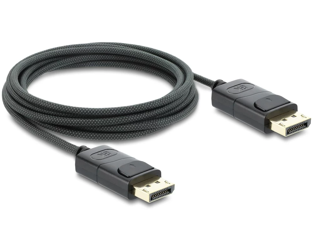 Delock Koaxiales DisplayPort Kabel 8K, 60 Hz, Geflechtmantel, 2 m