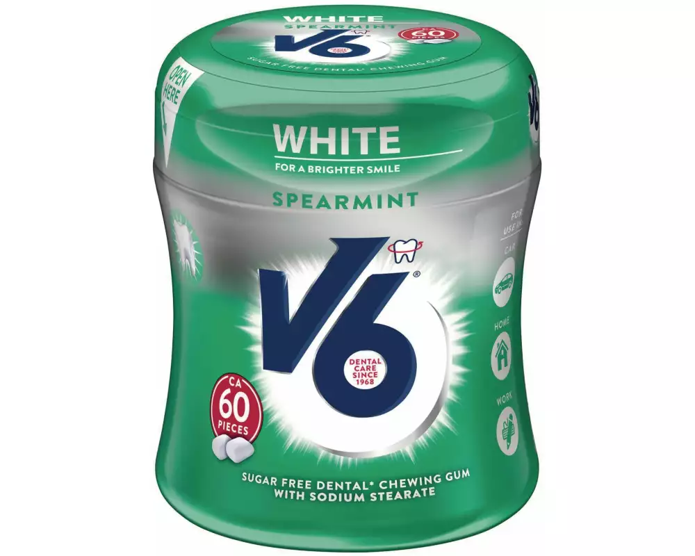 V6 Kaugummi White Spearmint 87 g