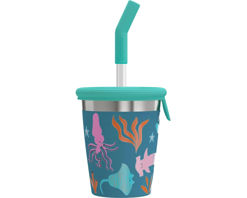 Sigg Kinderbecher mit Trinkhalm Blue World 0.35 L