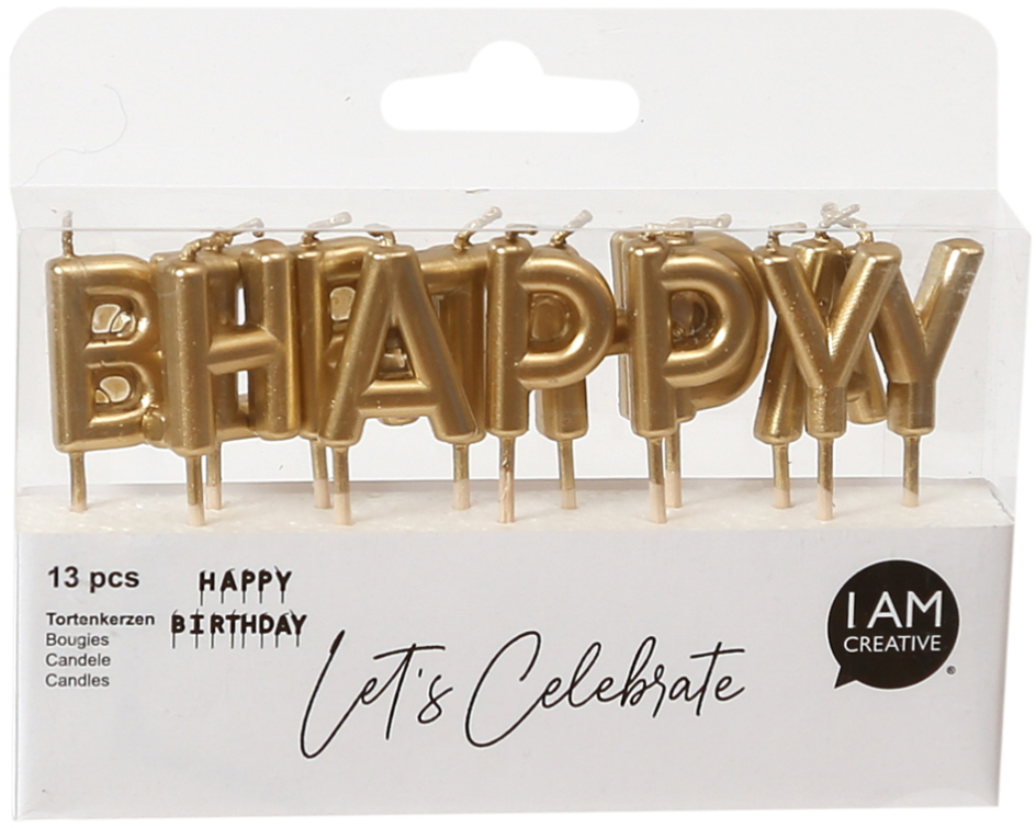 I AM CREATIVE Kerzen, Happy Birthday 6010.906 gold