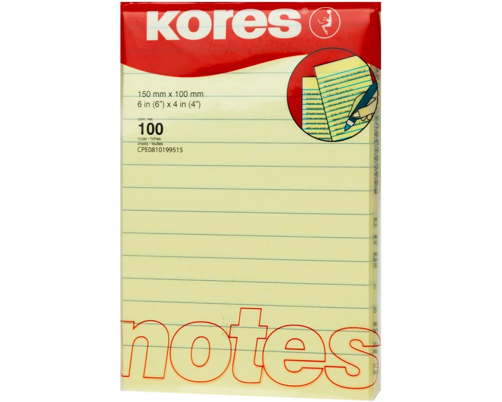 Kores Notizzettel liniert 15 x 10 cm, Hellgelb