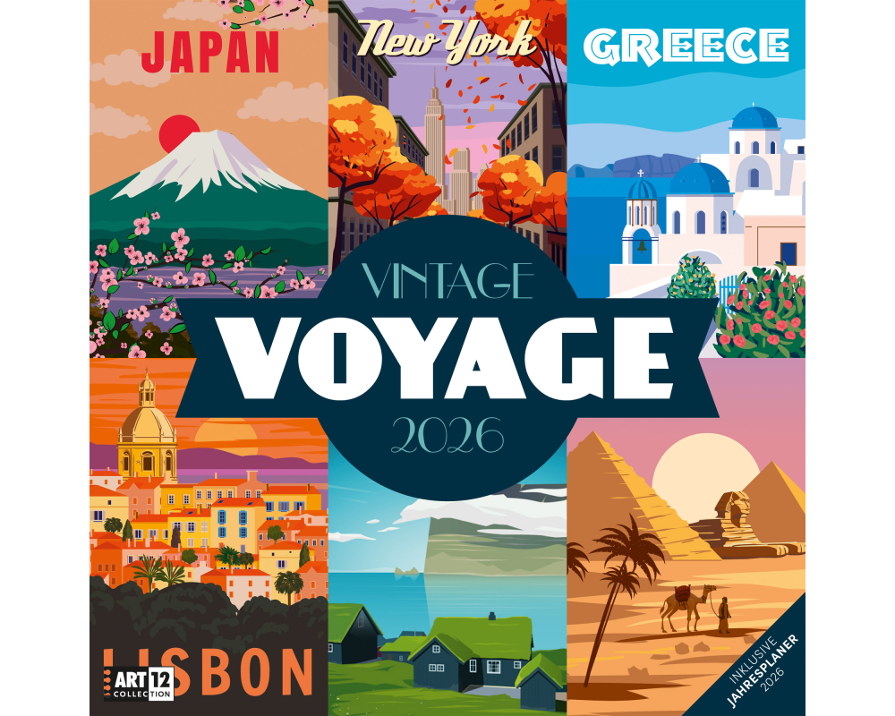 ACKERMANN Bildkalender 2026 4603 Vintage Voyage ML 30x30cm