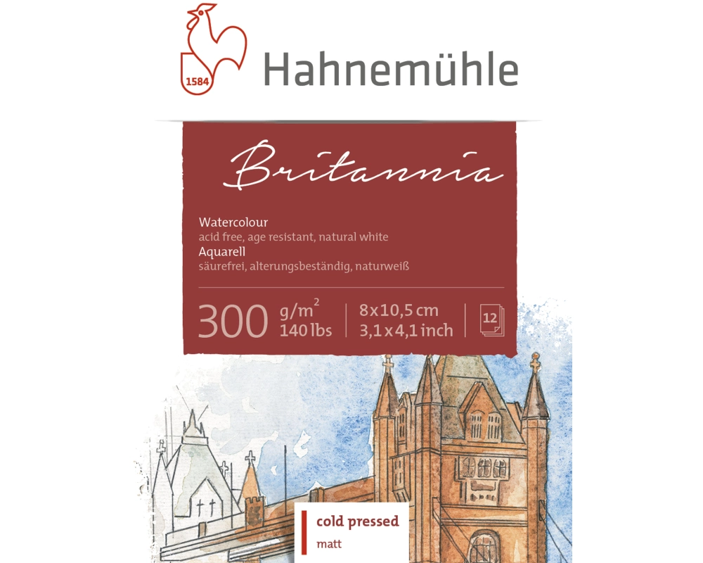 HAHNEMÜHLE Miniblock Britannia 8x10.5cm 10628919 weiss, 300g 12 Blatt
