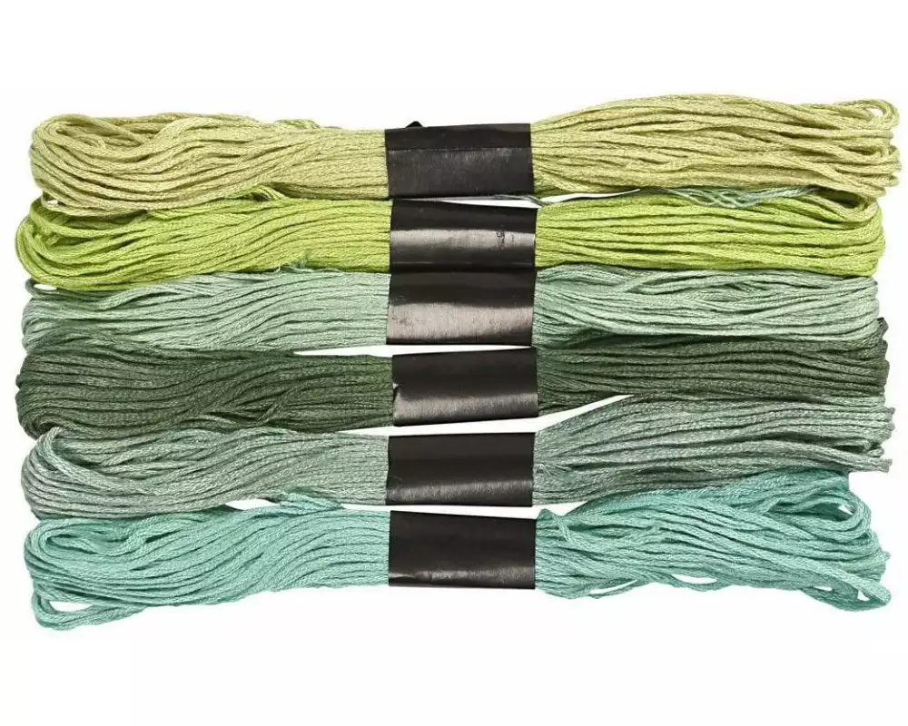 Creativ Company Stickgarn Baumwolle Grün 6 Bündel à 8 m