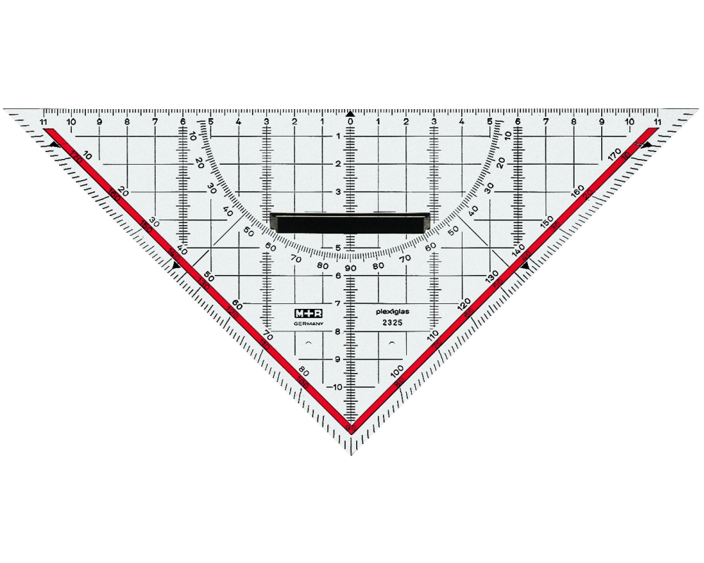 M+R Geometriedreieck 22cm 23250100 abnehmbarer Griff, rot