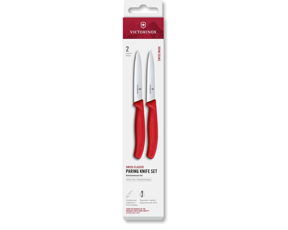 Victorinox Messer-Set Swiss Classic, 10 cm, Rot, 2 Stück