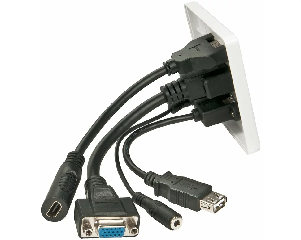 LINDY Wall plate VGA/HDMI/USB/3.5mm Stereo 86x86mm Screw distance approx. 60mm