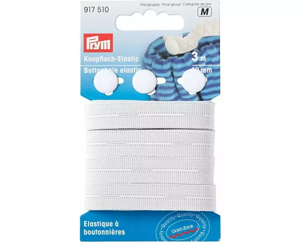 Prym Elastikfaden Weiss, 3 m x 12 mm