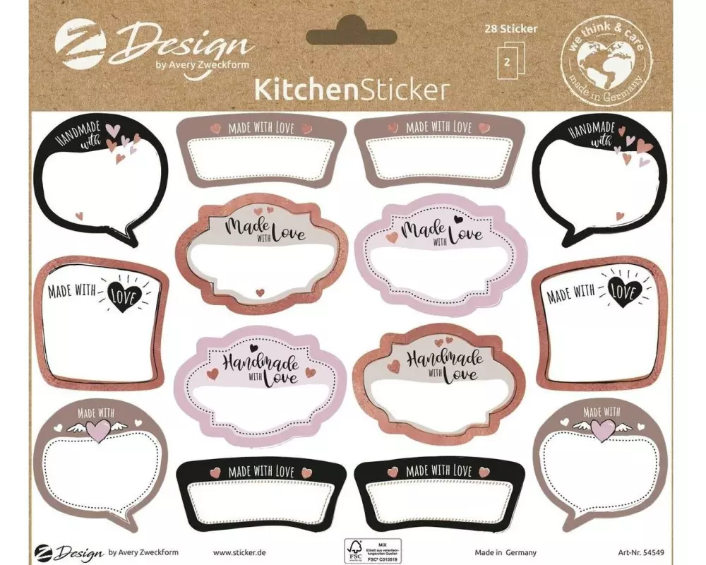 Z-Design Motivsticker A5 Kitchen Made with Love, 28 Aufkleber