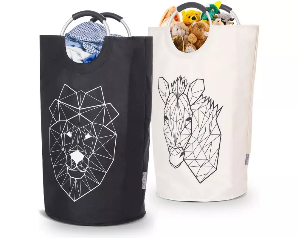 Wellenborg Wäschekorb 82 l Löwe / Zebra, 2er-Set