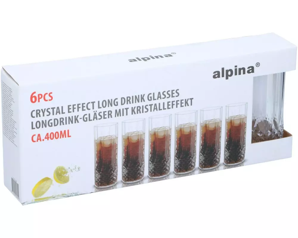 alpina Longdrinkglas 400 ml, 6 Stück, Transparent