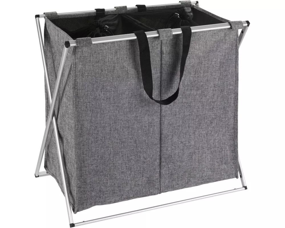 Wenko Wäschesammler Duo 120 l, Grau meliert