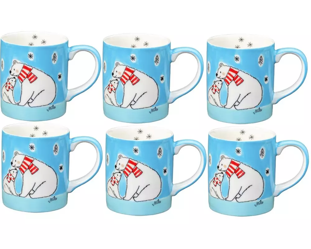 Mila Kaffeetasse Hug me 280 ml, 6 Stück, Hellblau
