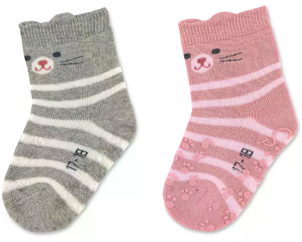 Sterntaler Antirutsch-Socken 2er Set Katze Hellgrau Melange Gr. 17-18