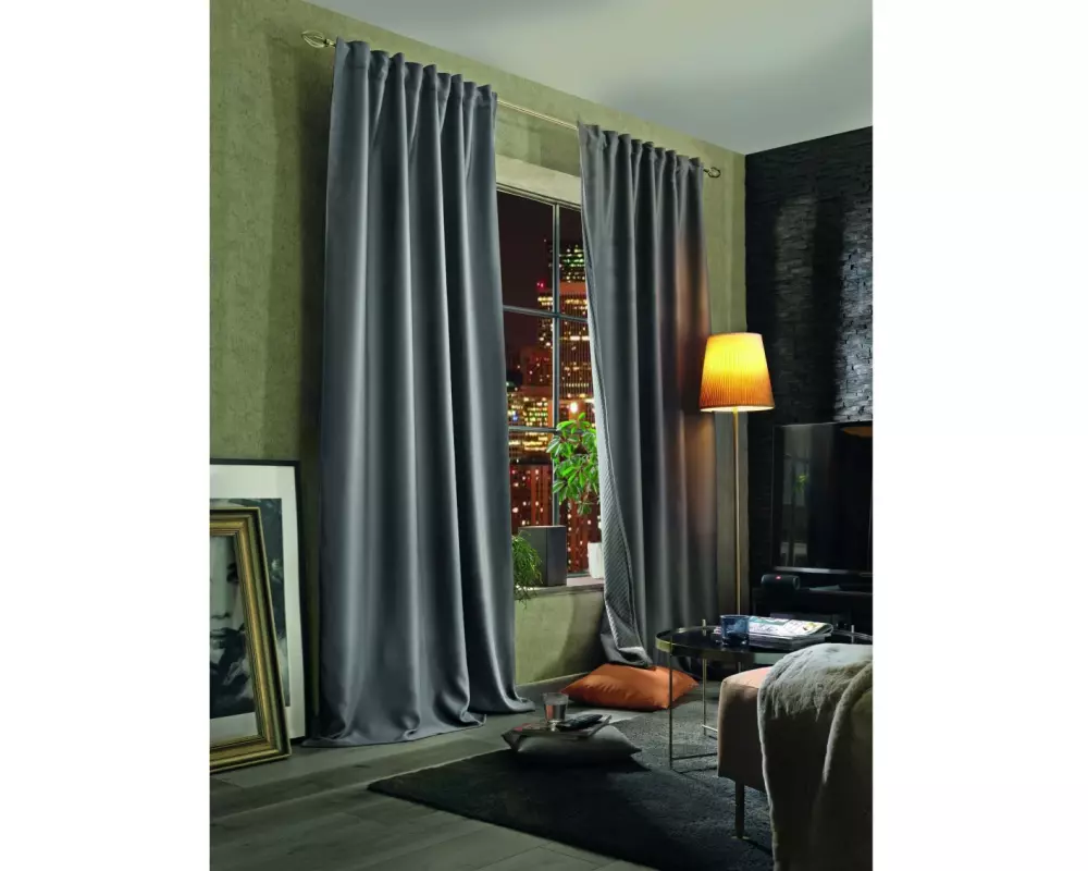 Stotz Decor AG Nachtvorhang mit Faltenband Maloja 135 cm x 245 cm, Grau