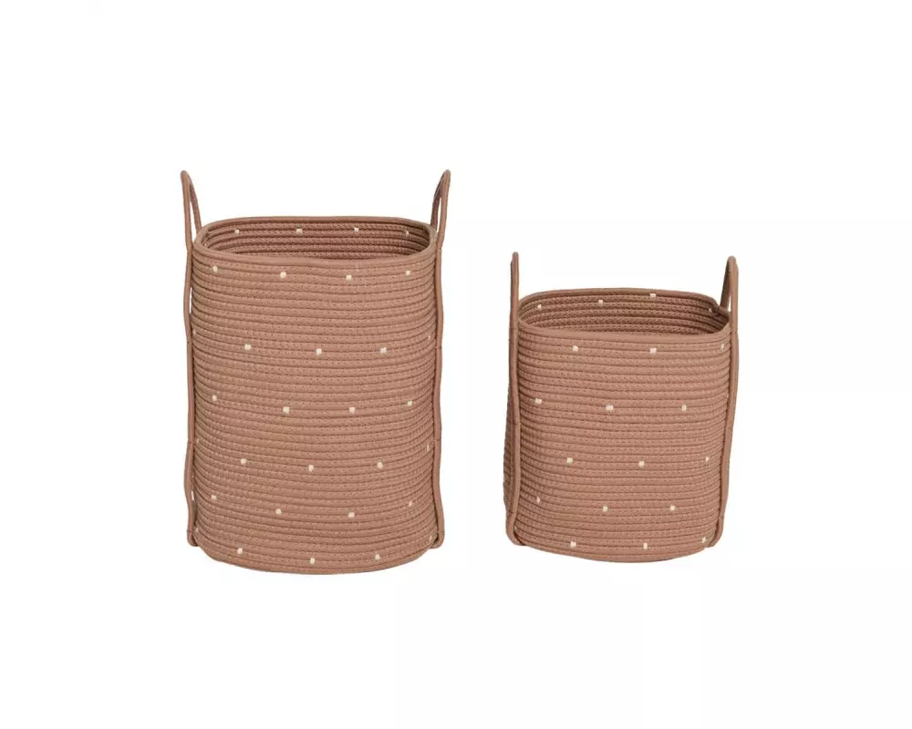 OYOY Aufbewahrungskorb Dot Rope 2 Stück, Caramel