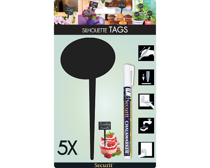 SECURIT Gartenstecker SILHOUETTE TAG-BUBBLE-5 schwarz 18x8.1x0.1cm