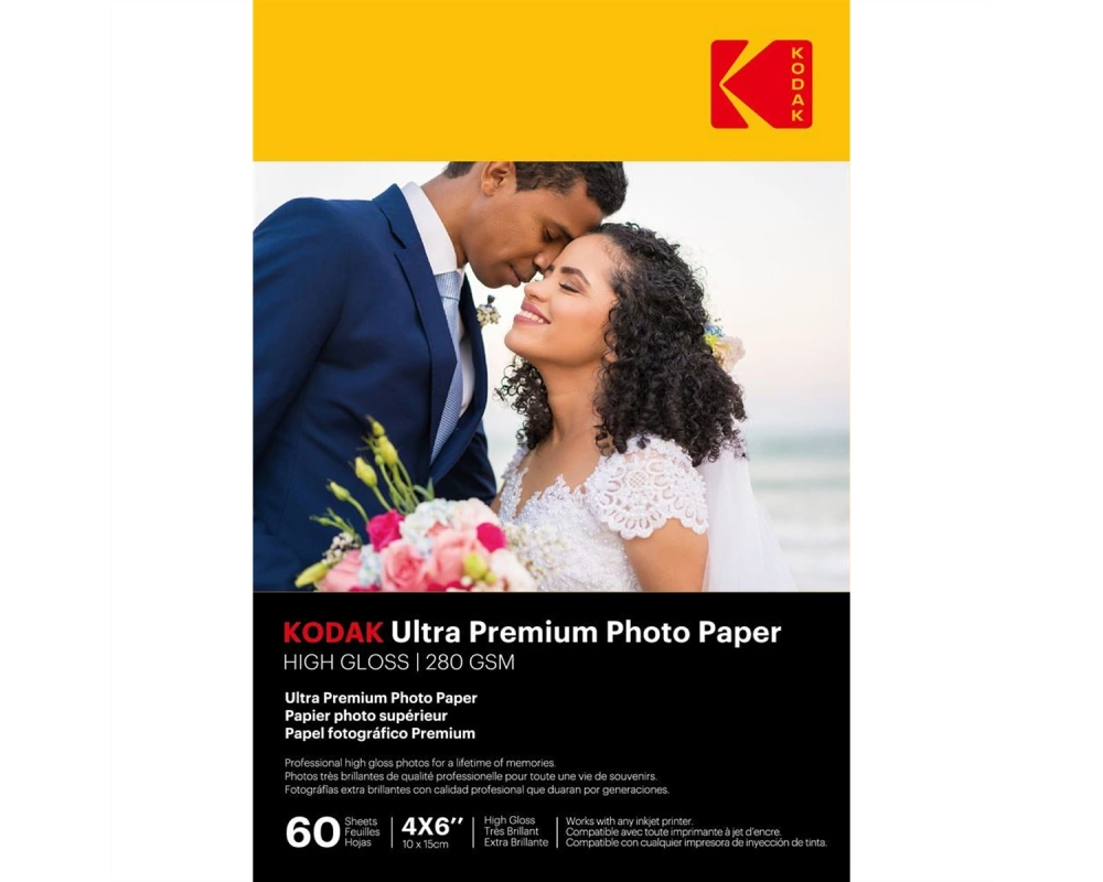Kodak Fotopapier - 60 Blatt A6, 280g/m², 10cm x 15cm, Hochlglanz