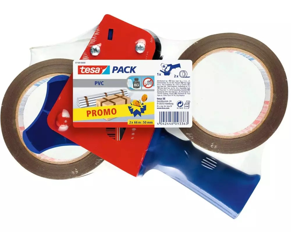 tesa Abroller tesapack Extra Strong 2x 50 mm x 66 m, Braun