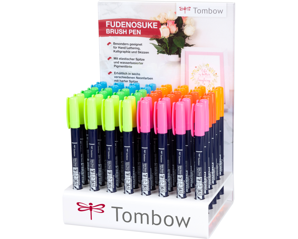 TOMBOW Kalligraphie-Set WS-BH WS-BH-48P-2-A Fudenosuke, neon 48 Stück