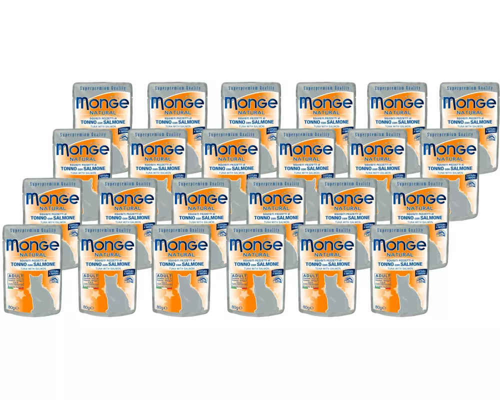 Monge Nassfutter Natural Adult, Thunfisch & Lachs, 24 x 80 g