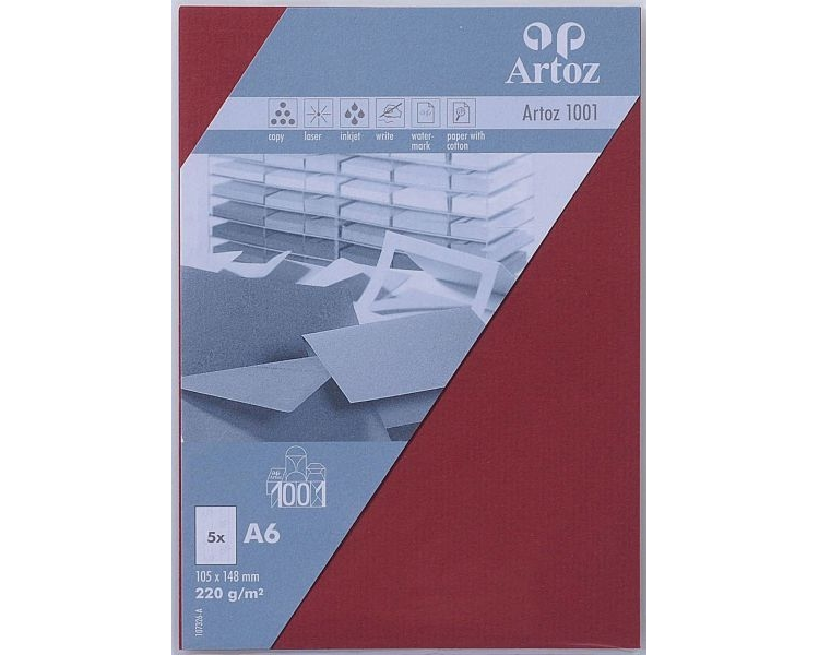 ARTOZ Karten 1001 A6 107326145 220g, weinrot 5 Blatt