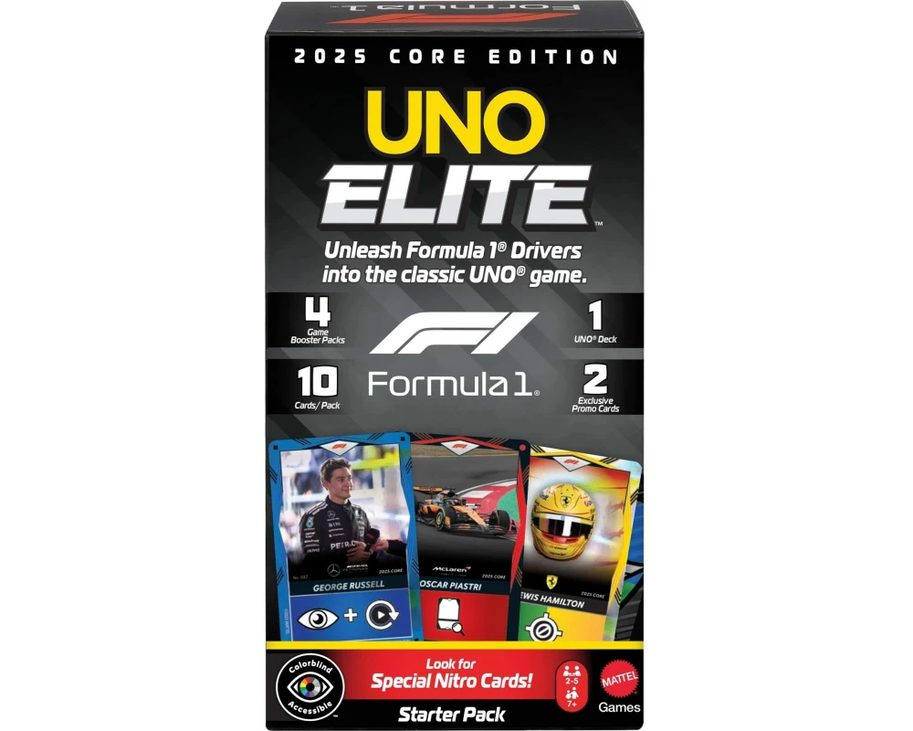 Mattel Spiele Kartenspiel UNO Elite F1 Starter Set 2-5 Spieler