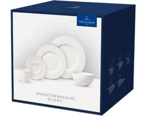 Villeroy & Boch Geschirrset Manufacture Rock 20-teilig, Weiss