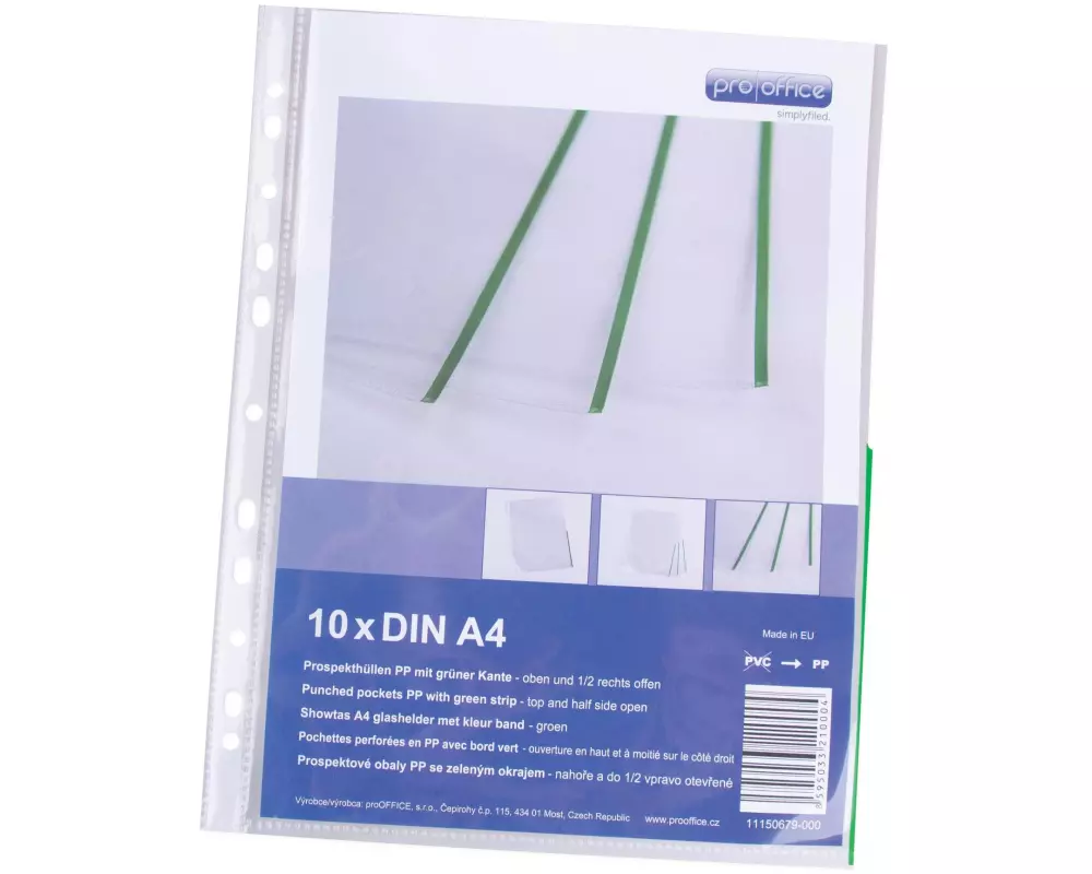 ProOffice Zeigetasche A4, Grün/Transparent, 10 Stück