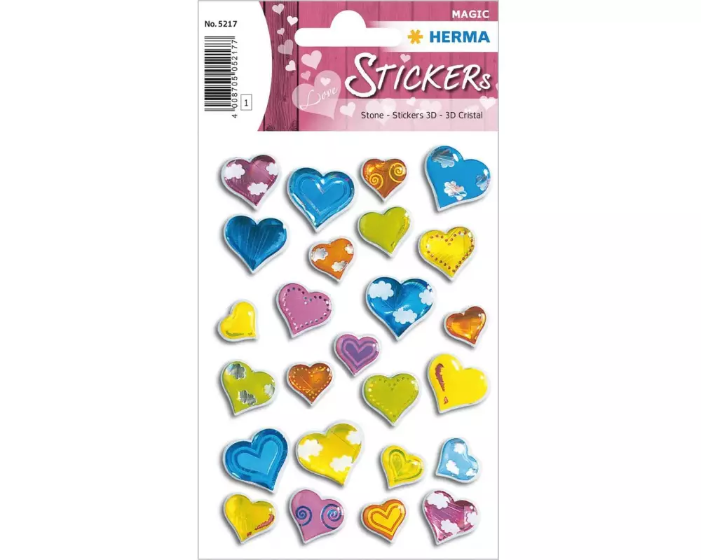 Herma Stickers 3D-Sticker Herzen Stone 25 Stück Mehrfarbig