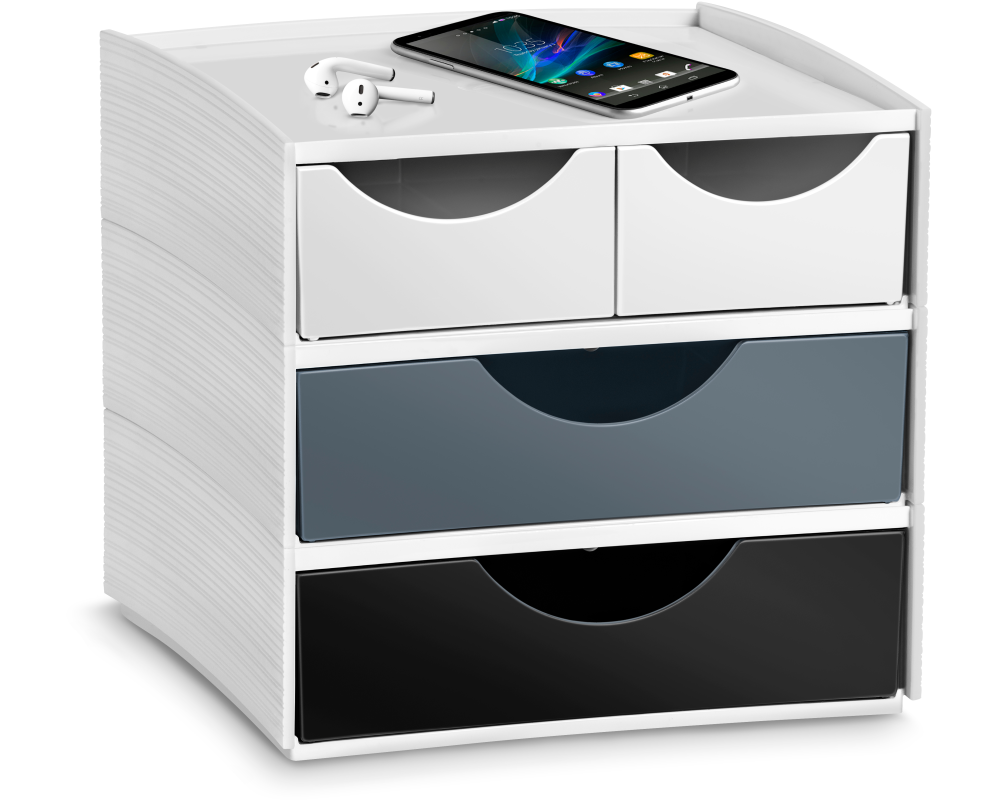 CEP Schubladenbox MyCube Mineral 1032112611 4 Schubl. weiss/grau/schwarz