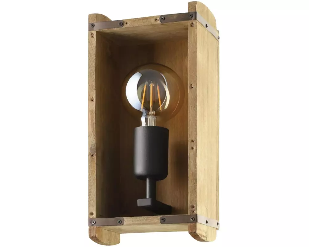 EGLO Leuchten Wandleuchte WOOTTON 1x E27 Braun/Schwarz
