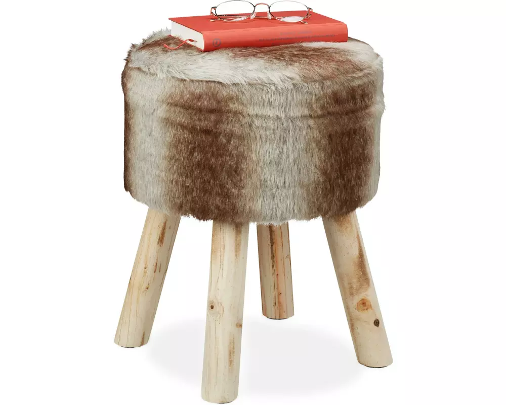 relaxdays Hocker 42 x 33 cm, Braun/Grau