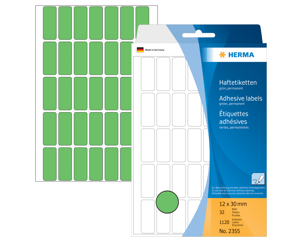 HERMA Etiketten 12×30mm 2355 grün 1120 Stück