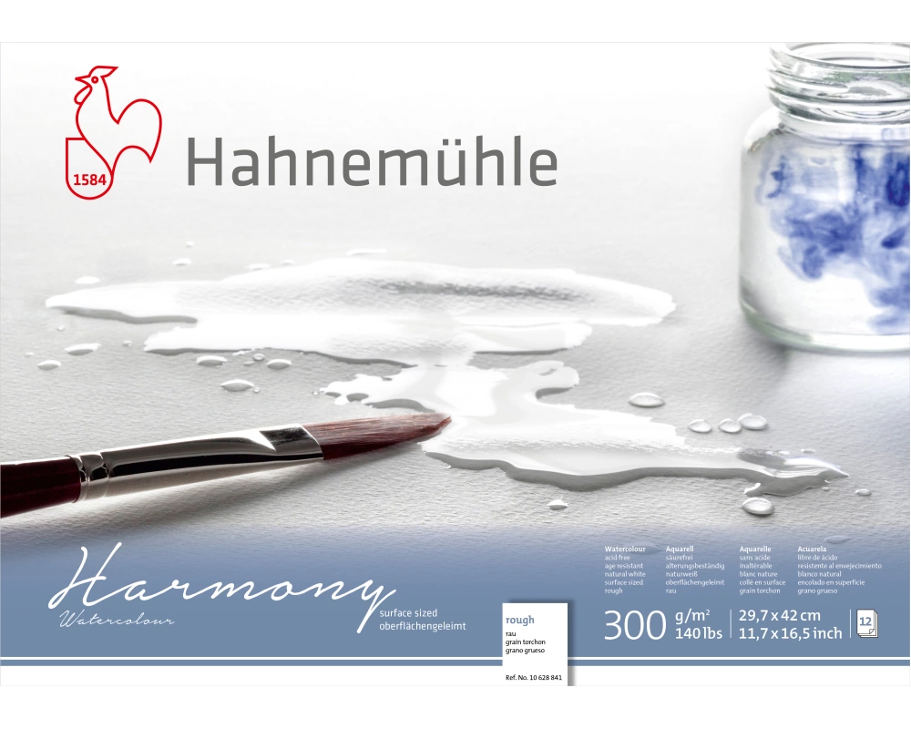 HAHNEMÜHLE Aquarellblock Harmony A3 10628841 weiss rau, 300g 12 Blatt