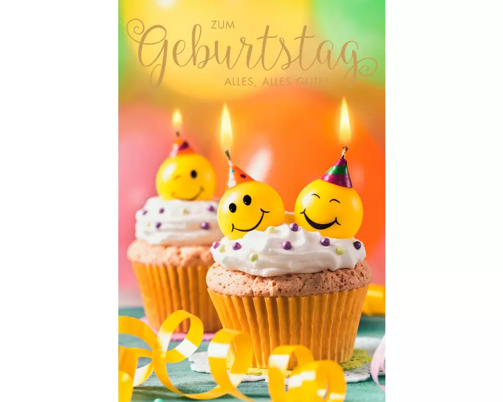ABC Geburtstagskarte Smiley Cupcakes B6