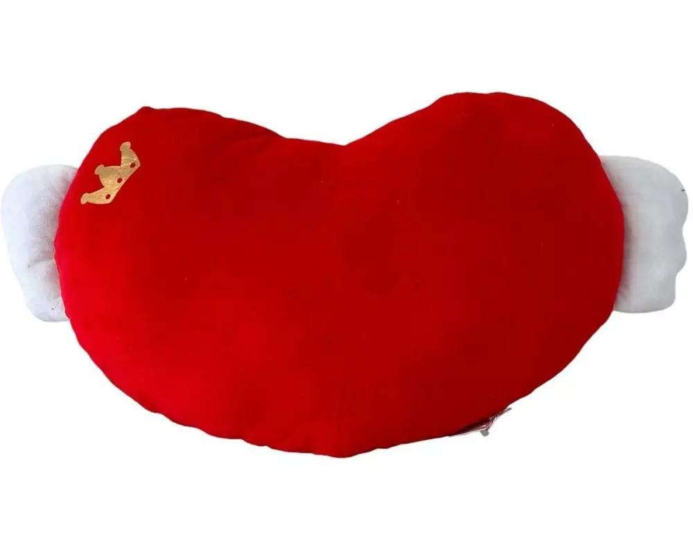 Dameco Kissen Herzform rot weiss mit Flügel und Reissverschluss