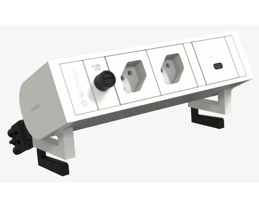 IB Connect Tischsteckdosenleiste Supra 2x T13, USB C-60, Weiss