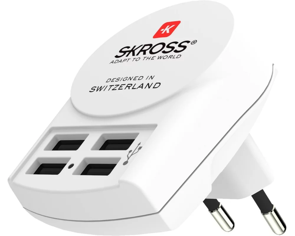 SKROSS USB-Wandladegerät Euro, 4 x USB-A, 24 W, Weiss