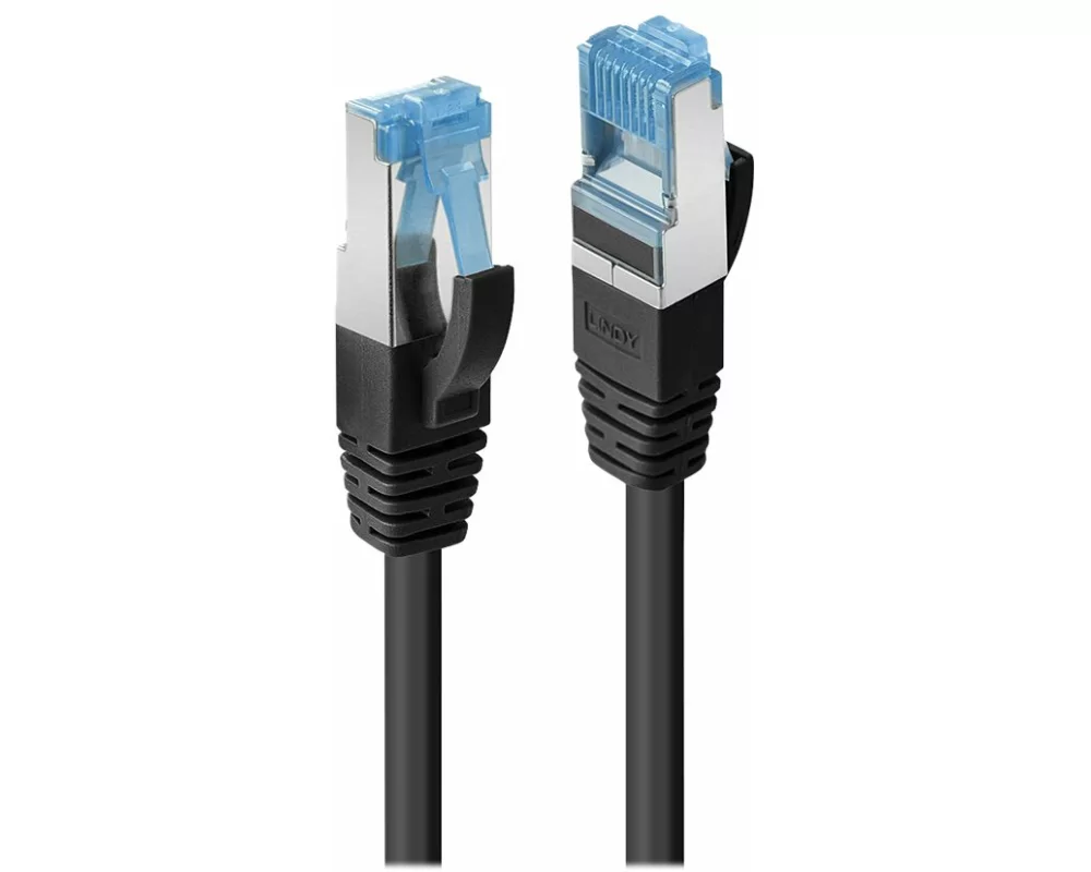 LINDY Patch Cable, Cat6A, S/FTP, RJ45-RJ45, 15m, black, LSOH, PIMF