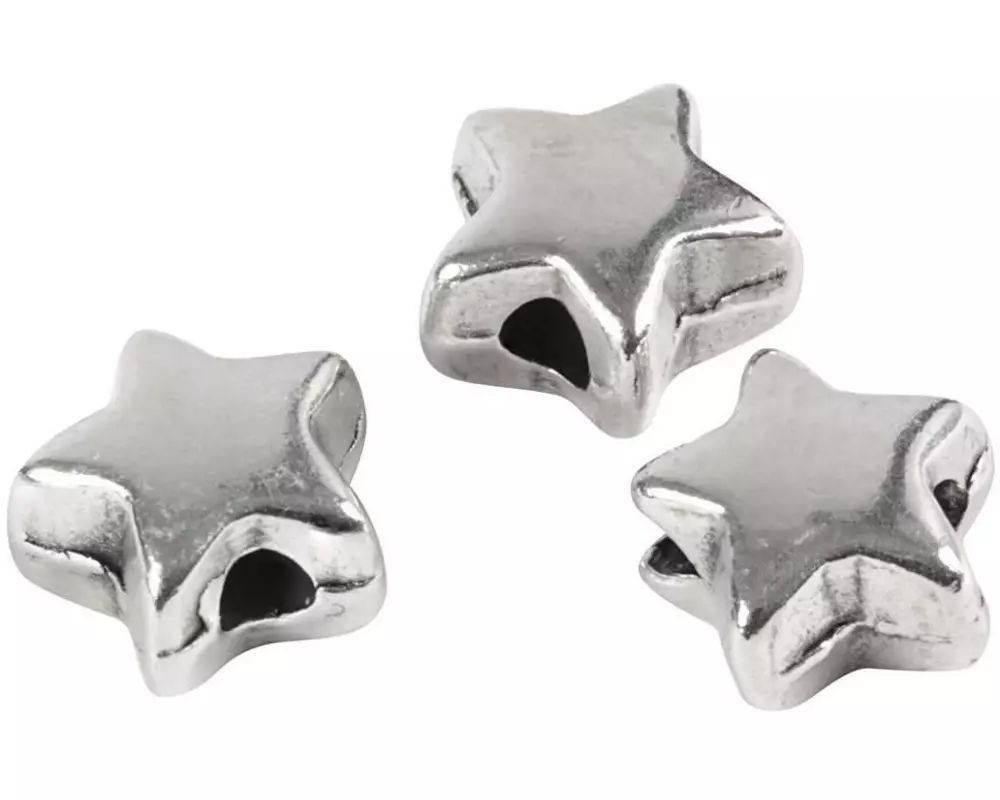 Creativ Company Perlen Stern, 5.5 mm, Silber, 3 Stk.