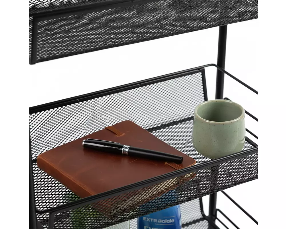 relaxdays Rollwagen mit 3 Ebenen 62,5 x 43,5 x 26 cm
