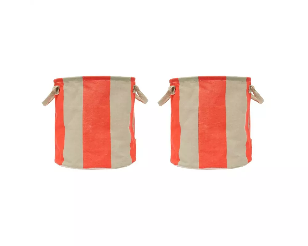 OYOY Wäschekorb Kara 2 Stück, 25 l, Kirschrot/Weiss