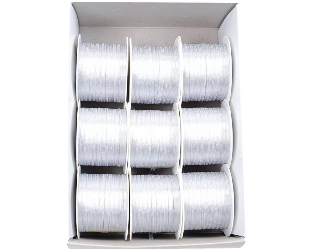 GOLDINA Satinband Doppelsatin-Band 3 mm x 10 m, Weiss